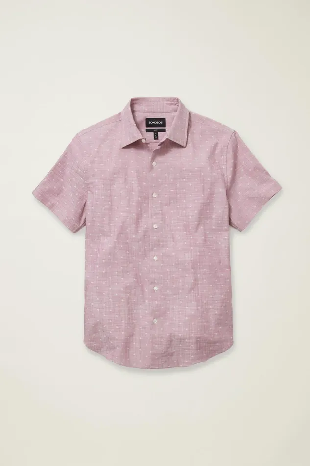 Men Casual Shirts Bonobos Riviera Short Sleeve Shirt Orchid Dobby Dot