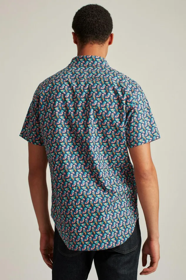 Men Casual Shirts Bonobos Riviera Short Sleeve Shirt Parrot Geo