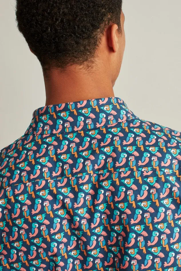 Men Casual Shirts Bonobos Riviera Short Sleeve Shirt Parrot Geo