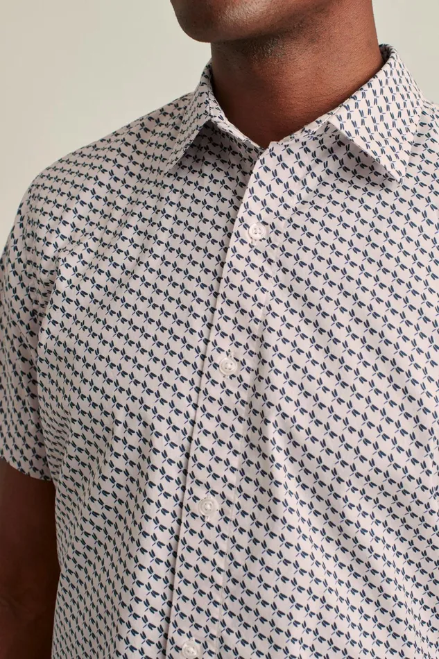 Men Casual Shirts Bonobos Riviera Short Sleeve Shirt Pink Dragonfly Geo