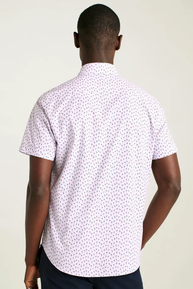 Men Casual Shirts Bonobos Riviera Short Sleeve Shirt Purple Micro Flamingo