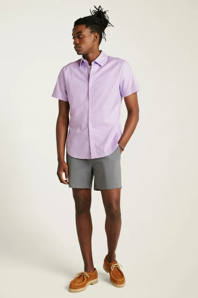 Men Casual Shirts Bonobos Riviera Short Sleeve Shirt Purple Micro Geo