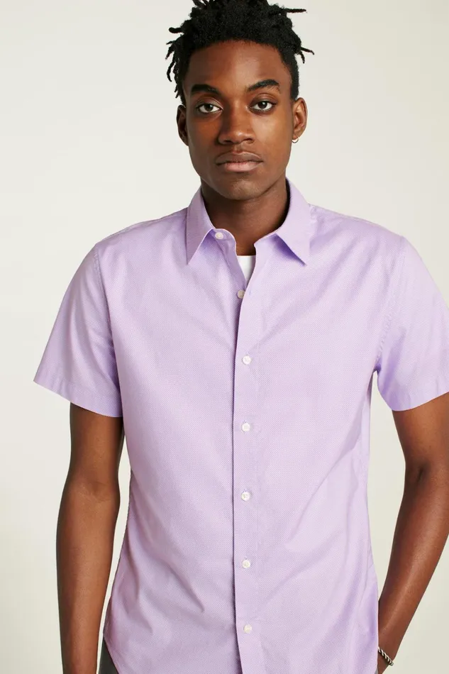 Men Casual Shirts Bonobos Riviera Short Sleeve Shirt Purple Micro Geo