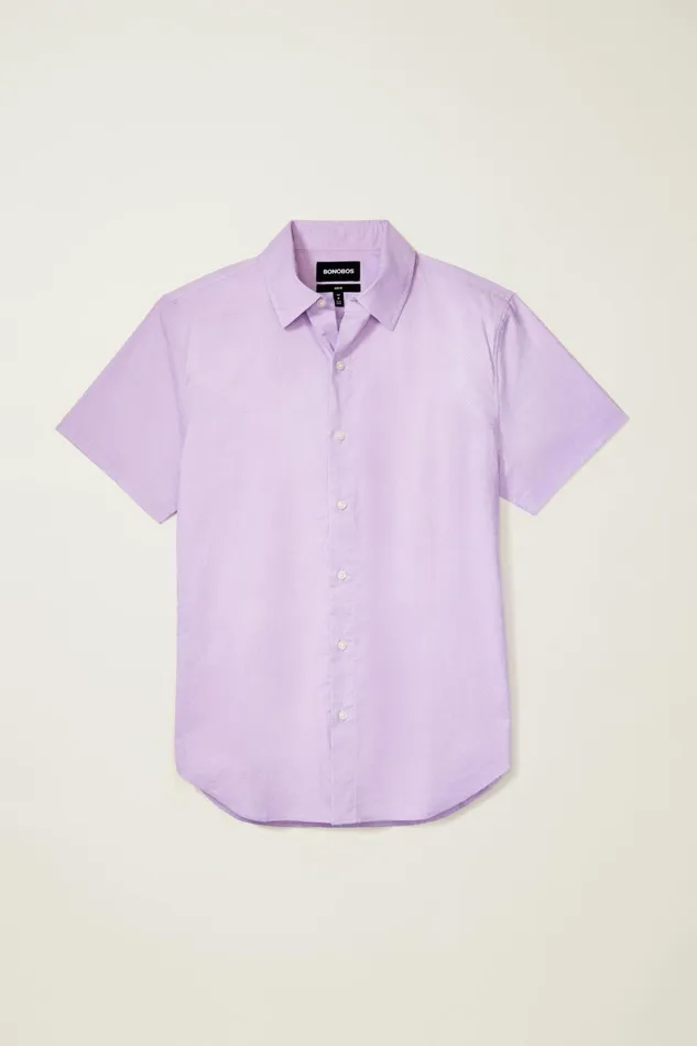 Men Casual Shirts Bonobos Riviera Short Sleeve Shirt Purple Micro Geo
