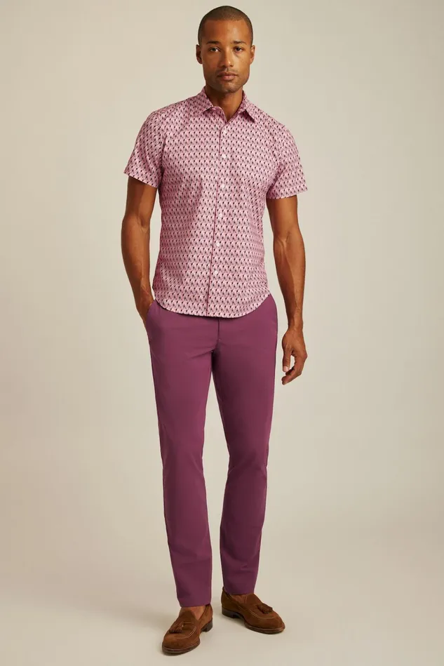 Men Casual Shirts Bonobos Riviera Short Sleeve Shirt Purple Party Parrots