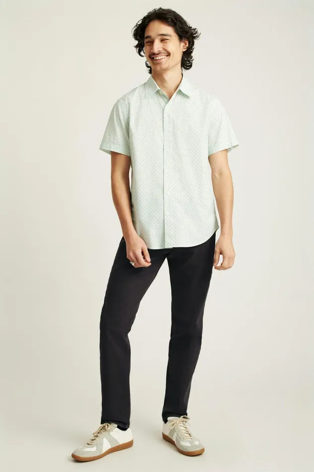Men Casual Shirts Bonobos Riviera Short Sleeve Shirt Sage Green Dot