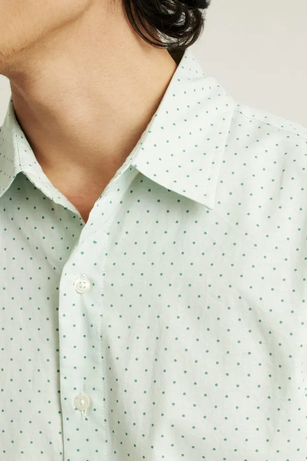 Men Casual Shirts Bonobos Riviera Short Sleeve Shirt Sage Green Dot