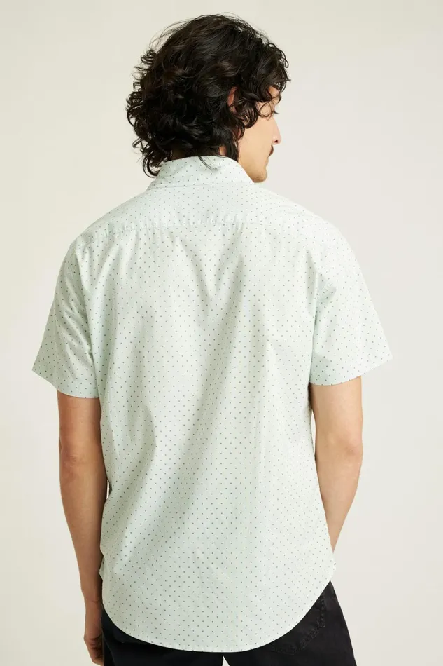 Men Casual Shirts Bonobos Riviera Short Sleeve Shirt Sage Green Dot