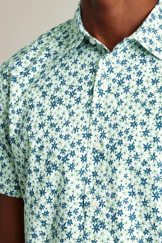 Men Casual Shirts Bonobos Riviera Short Sleeve Shirt Sage Green Parker Floral