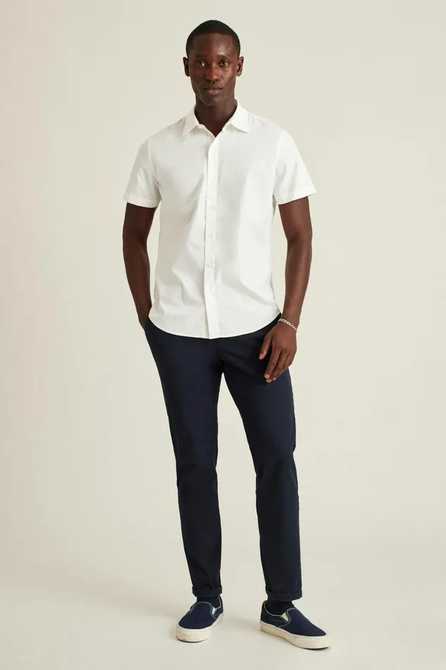 Men Casual Shirts Bonobos Riviera Short Sleeve Shirt Solid White