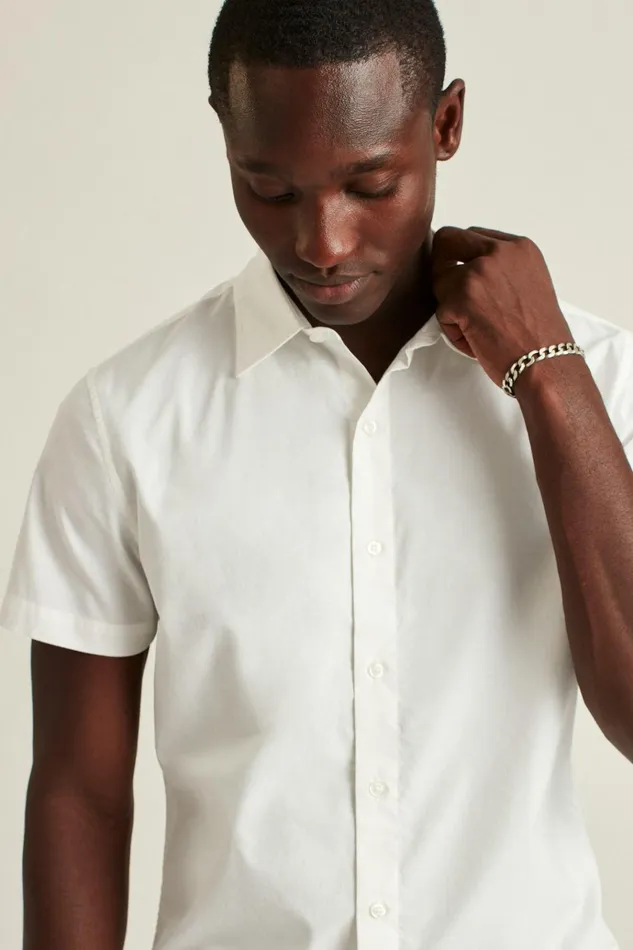 Men Casual Shirts Bonobos Riviera Short Sleeve Shirt Solid White