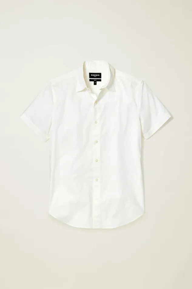 Men Casual Shirts Bonobos Riviera Short Sleeve Shirt Solid White