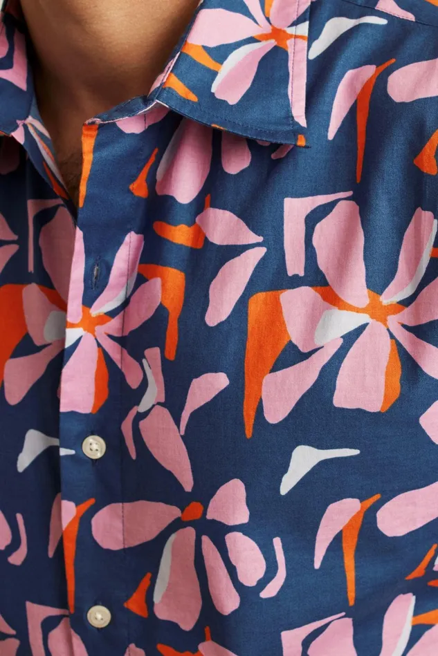 Men Casual Shirts Bonobos Riviera Short Sleeve Shirt Spring Twilight Hibiscus