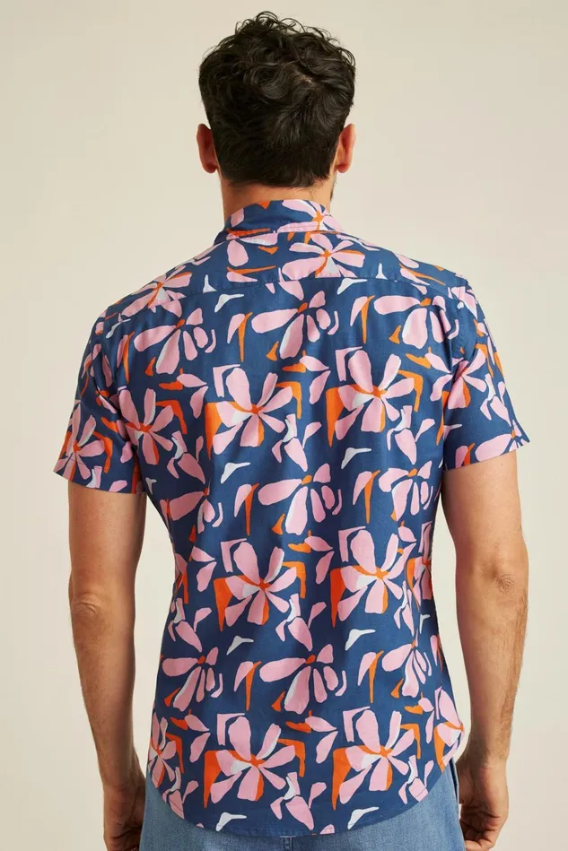 Men Casual Shirts Bonobos Riviera Short Sleeve Shirt Spring Twilight Hibiscus