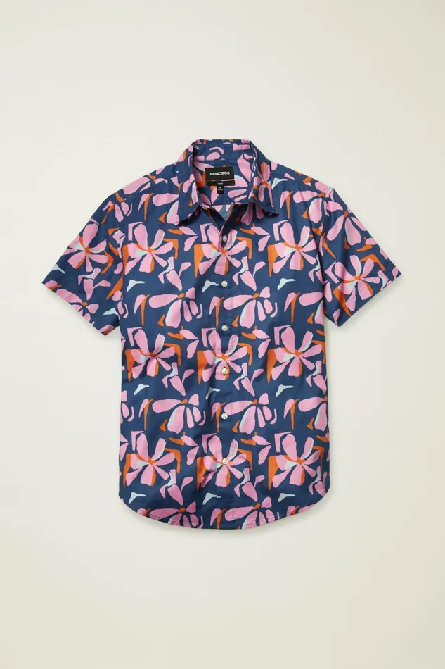 Men Casual Shirts Bonobos Riviera Short Sleeve Shirt Spring Twilight Hibiscus