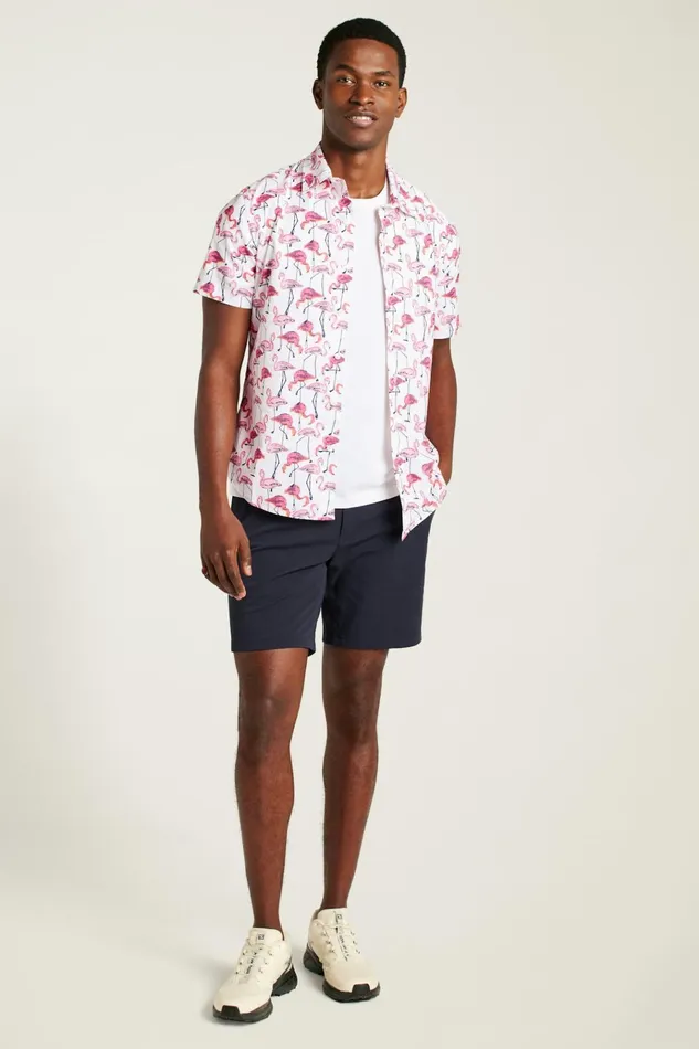 Men Casual Shirts Bonobos Riviera Short Sleeve Shirt White Flamingo Phil