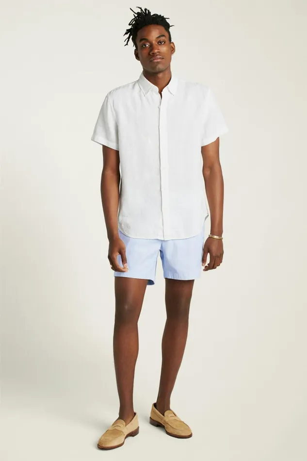 Men Casual Shirts Bonobos Riviera Short Sleeve Shirt White Linen