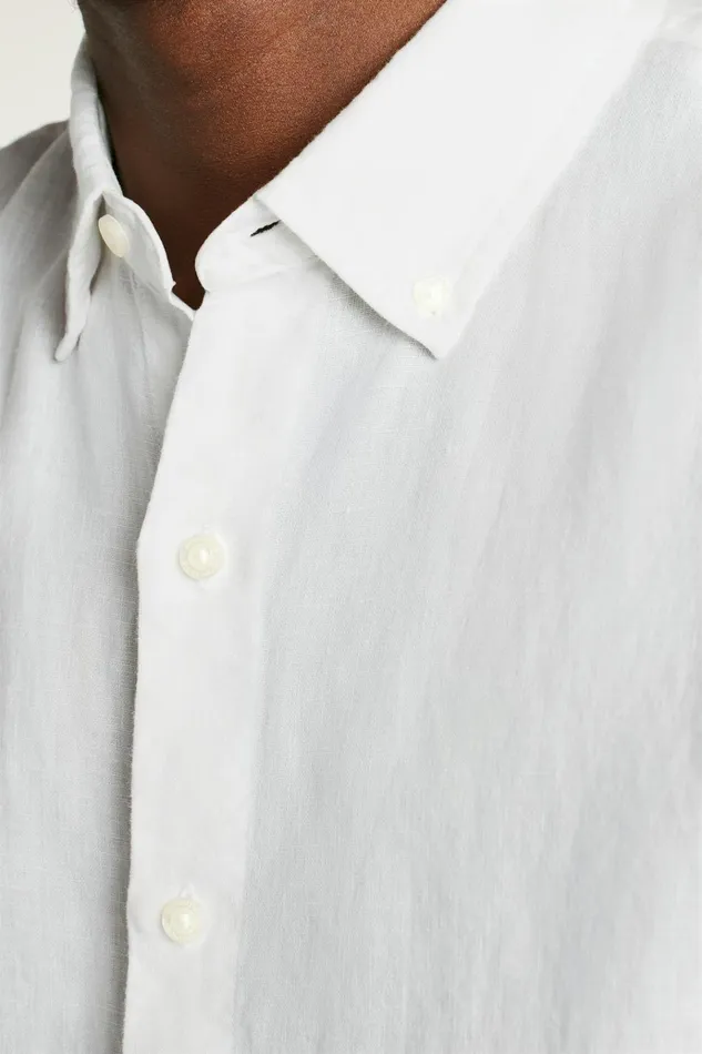 Men Casual Shirts Bonobos Riviera Short Sleeve Shirt White Linen