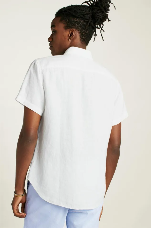 Men Casual Shirts Bonobos Riviera Short Sleeve Shirt White Linen
