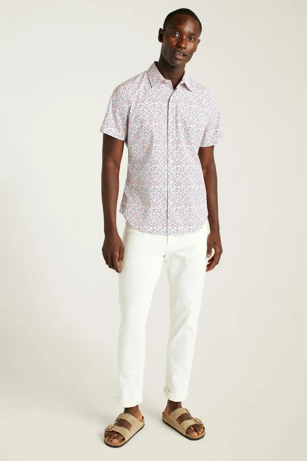 Men Casual Shirts Bonobos Riviera Short Sleeve Shirt White Peyton Floral
