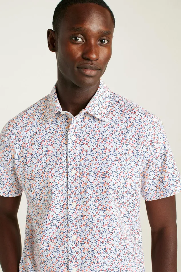 Men Casual Shirts Bonobos Riviera Short Sleeve Shirt White Peyton Floral