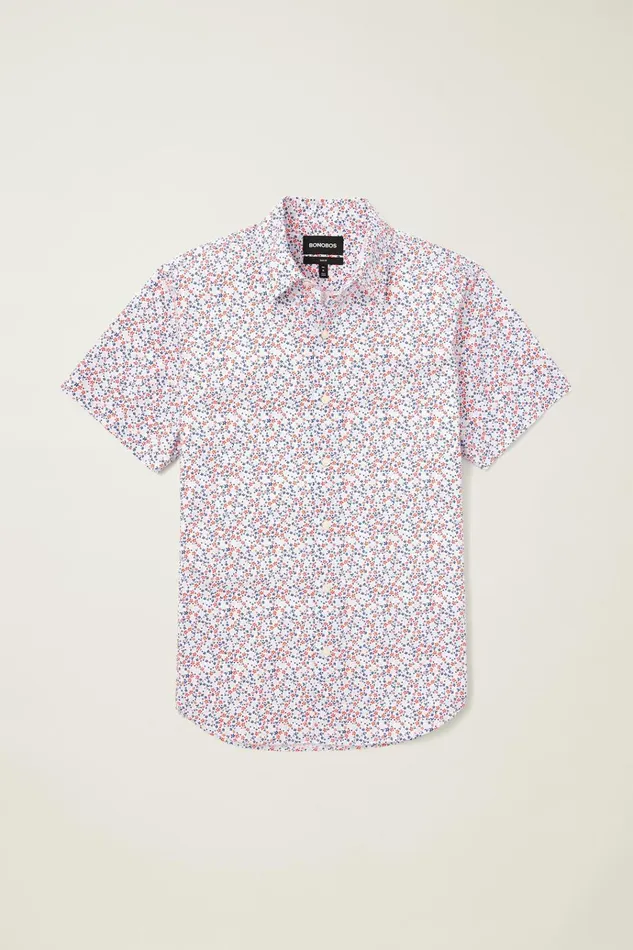 Men Casual Shirts Bonobos Riviera Short Sleeve Shirt White Peyton Floral