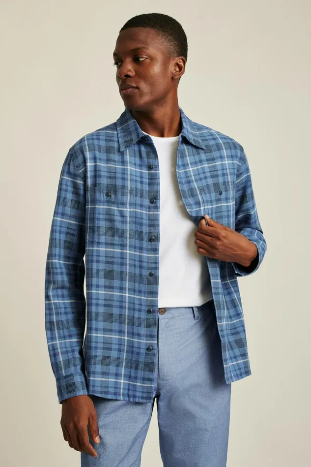 Men Casual Shirts Bonobos Sunset Overshirt Blue Ireland Plaid