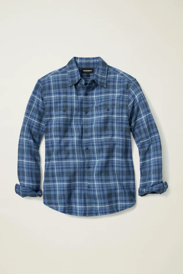 Men Casual Shirts Bonobos Sunset Overshirt Blue Ireland Plaid