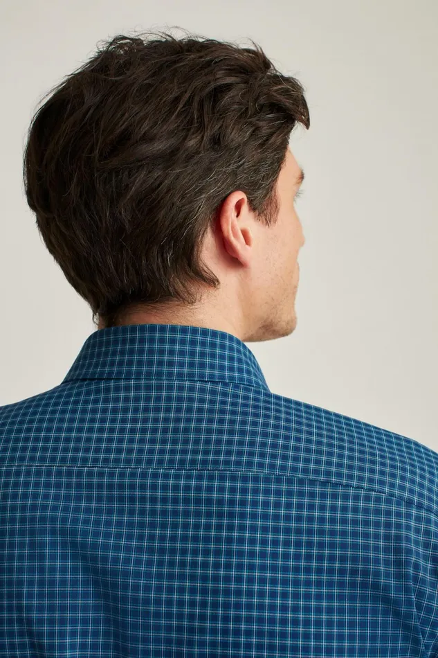 Men Casual Shirts Bonobos Tech Button Down Shirt Blue Starboard Check