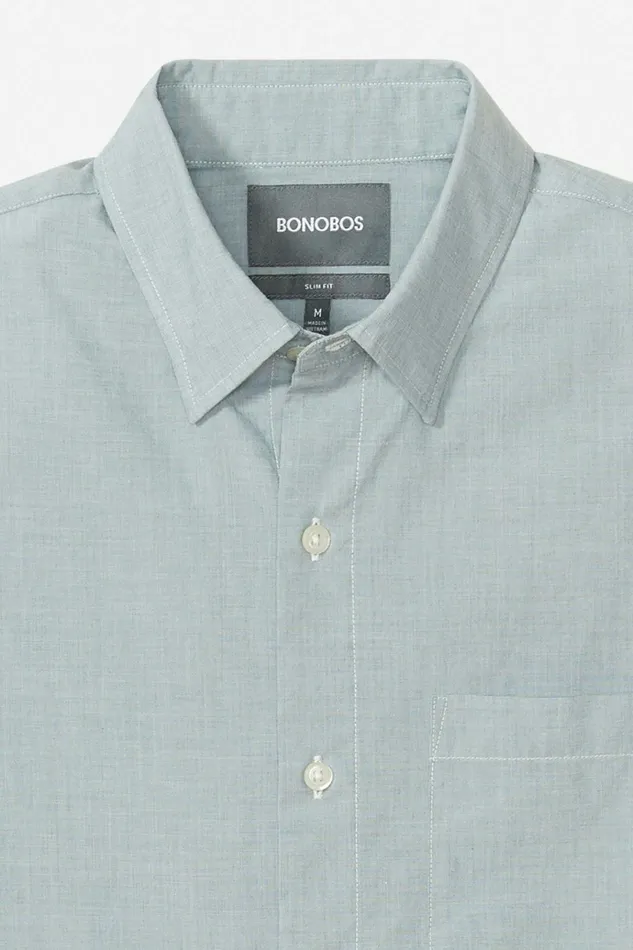 Men Casual Shirts Bonobos Washed ButtonDown Shirt Palm Green End On End