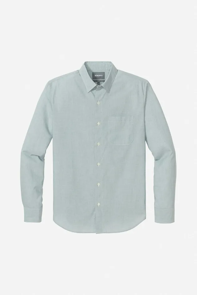 Men Casual Shirts Bonobos Washed ButtonDown Shirt Palm Green End On End