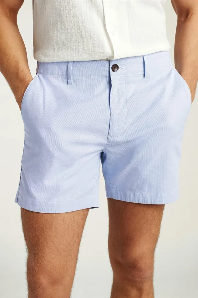 Men Casual Shorts Bonobos Lightweight Chino Short Sky White Stripe