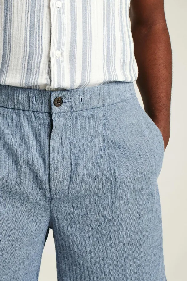 Men Casual Shorts Bonobos Linen Blend Boardwalk Short Sea Blue Stripe