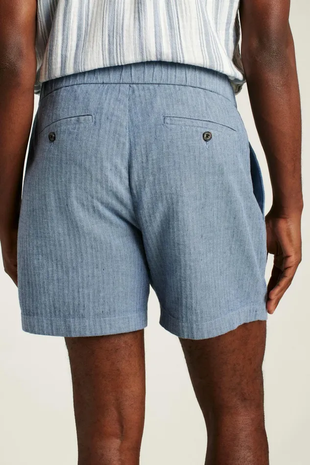 Men Casual Shorts Bonobos Linen Blend Boardwalk Short Sea Blue Stripe