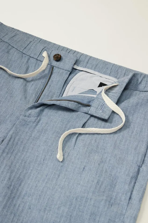 Men Casual Shorts Bonobos Linen Blend Boardwalk Short Sea Blue Stripe