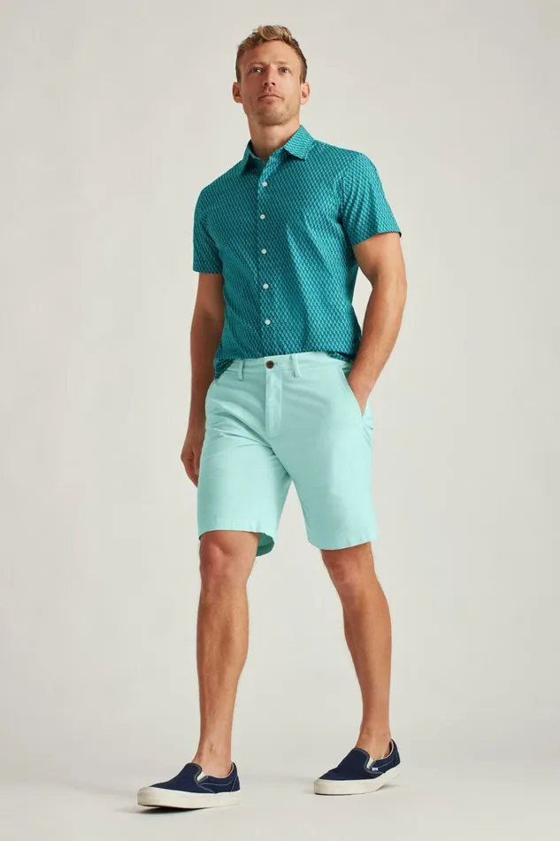 Men Casual Shorts Bonobos Stretch Seasonal Shorts Blue Sage Oxford