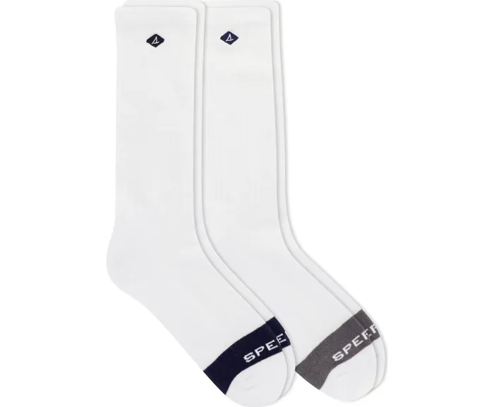 Men Cotton Crew 2Pack Sock White Assorted Sperry Socks and Liners