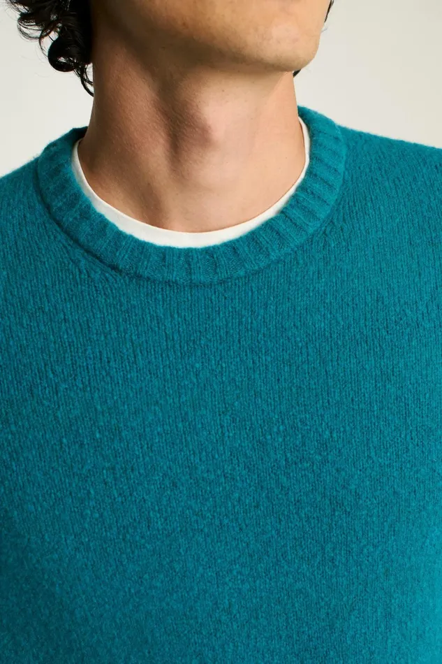 Men Crew and VNeck Sweaters Bonobos Boucle Crew Neck Sweater Blue Green