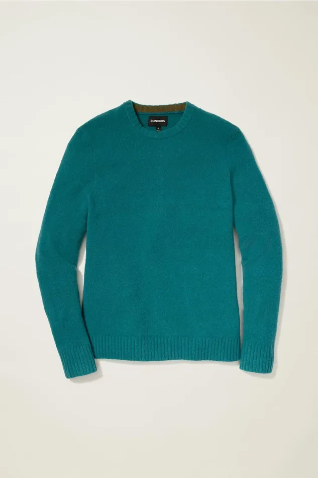 Men Crew and VNeck Sweaters Bonobos Boucle Crew Neck Sweater Blue Green