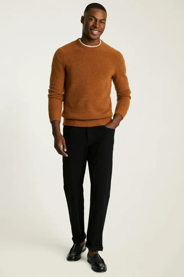 Men Crew and VNeck Sweaters Bonobos Boucle Crew Neck Sweater Camel
