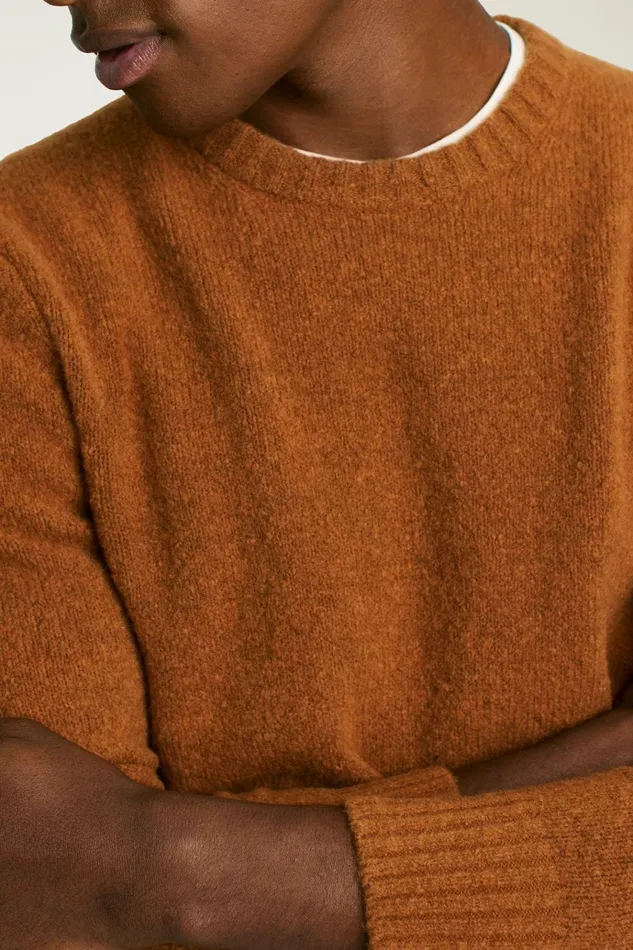 Men Crew and VNeck Sweaters Bonobos Boucle Crew Neck Sweater Camel
