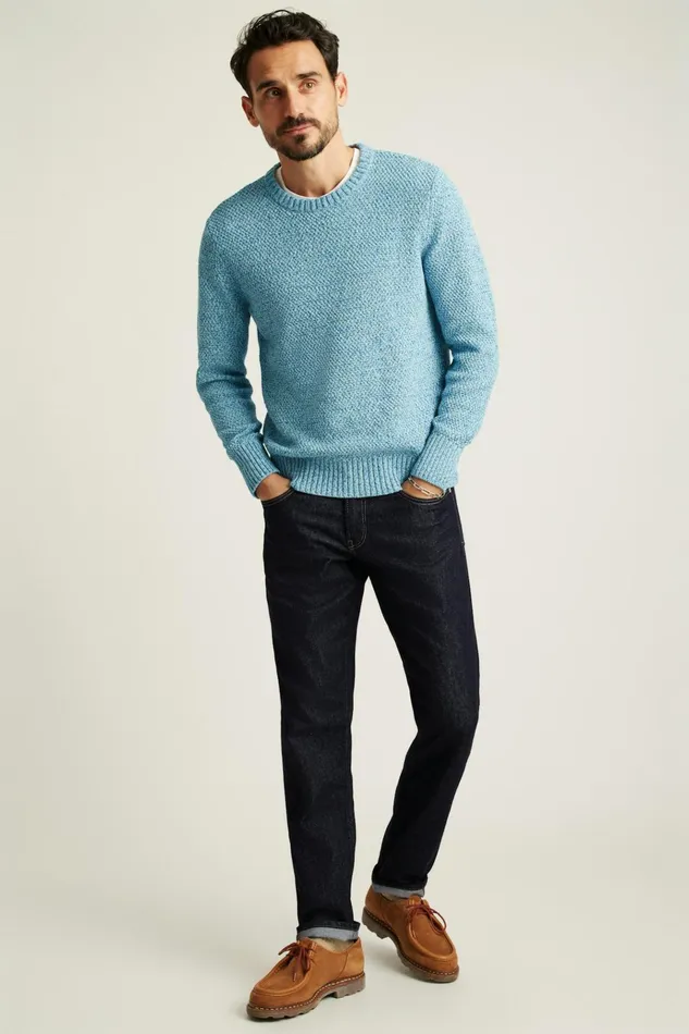 Men Crew and VNeck Sweaters Bonobos Italian Cotton Crew Neck Sweater Multi Blues Men Crew and VNeck Sweaters Bonobos Italian Cotton Crew Neck Sweater Multi Blues