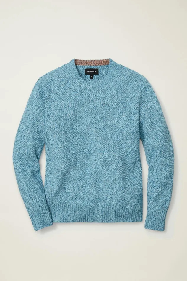 Men Crew and VNeck Sweaters Bonobos Italian Cotton Crew Neck Sweater Multi Blues