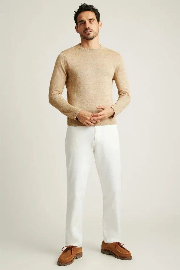 Men Crew and VNeck Sweaters Bonobos Italian Linen Roll Neck Sweater Ivory Marl Men Crew and VNeck Sweaters Bonobos Italian Linen Roll Neck Sweater Ivory Marl