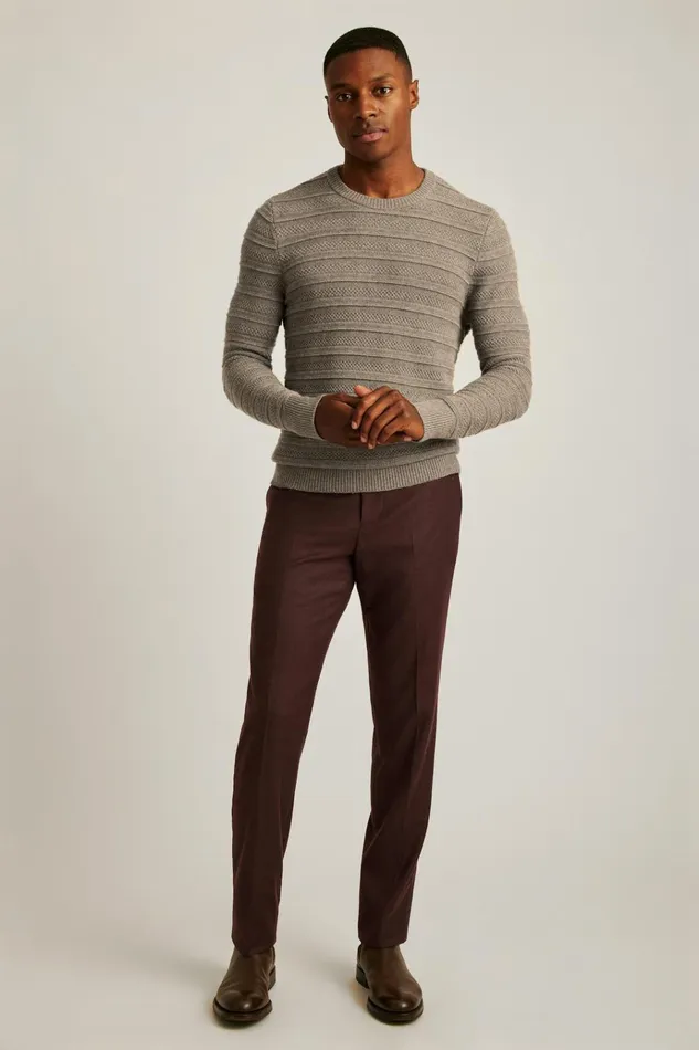 Men Crew and VNeck Sweaters Bonobos Midweight Texture Stitch Crew Neck Sweater Mink Stripe Men Crew and VNeck Sweaters Bonobos Midweight Texture Stitch Crew Neck Sweater Mink Stripe
