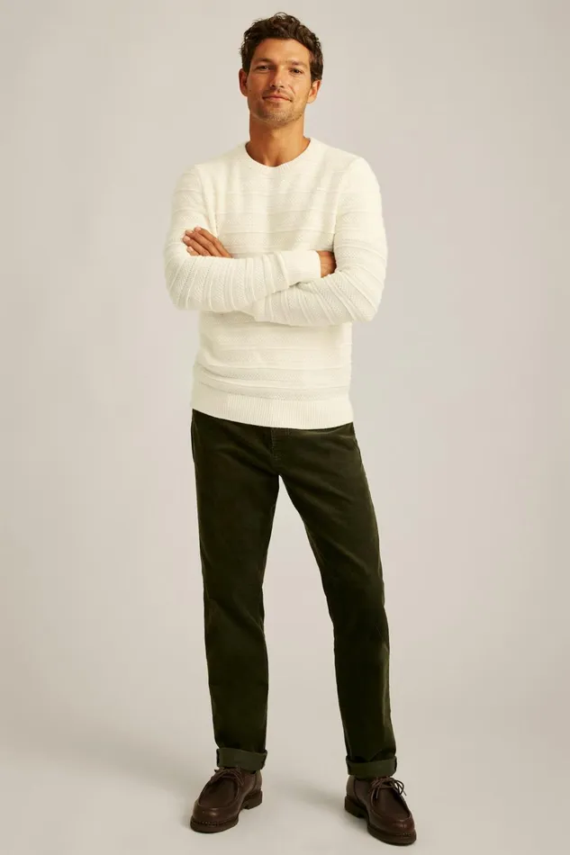 Men Crew and VNeck Sweaters Bonobos Midweight Texture Stitch Crew Neck Sweater Parchment Stripe Men Crew and VNeck Sweaters Bonobos Midweight Texture Stitch Crew Neck Sweater Parchment Stripe