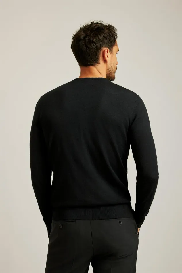 Men Crew and VNeck Sweaters Bonobos Washable Merino Crew Neck Sweater Black