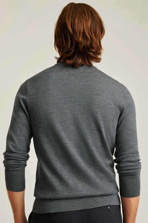 Men Crew and VNeck Sweaters Bonobos Washable Merino Crew Neck Sweater Charcoal