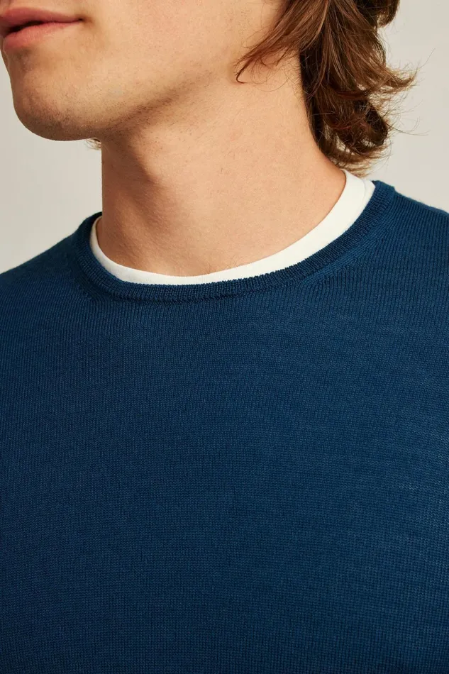 Men Crew and VNeck Sweaters Bonobos Washable Merino Crew Neck Sweater Navy