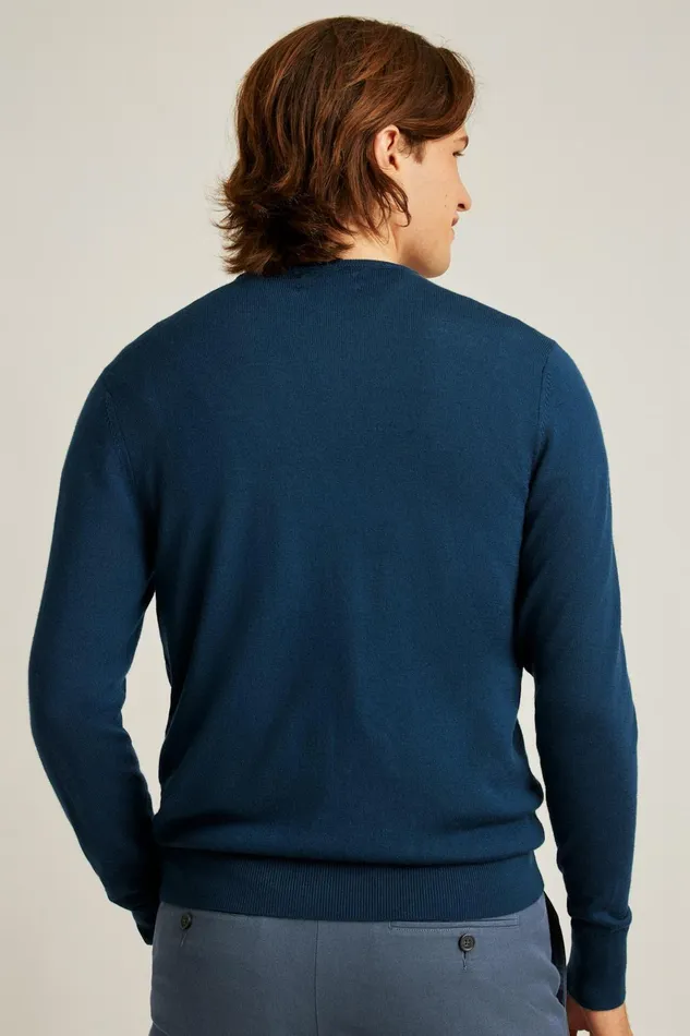 Men Crew and VNeck Sweaters Bonobos Washable Merino Crew Neck Sweater Navy